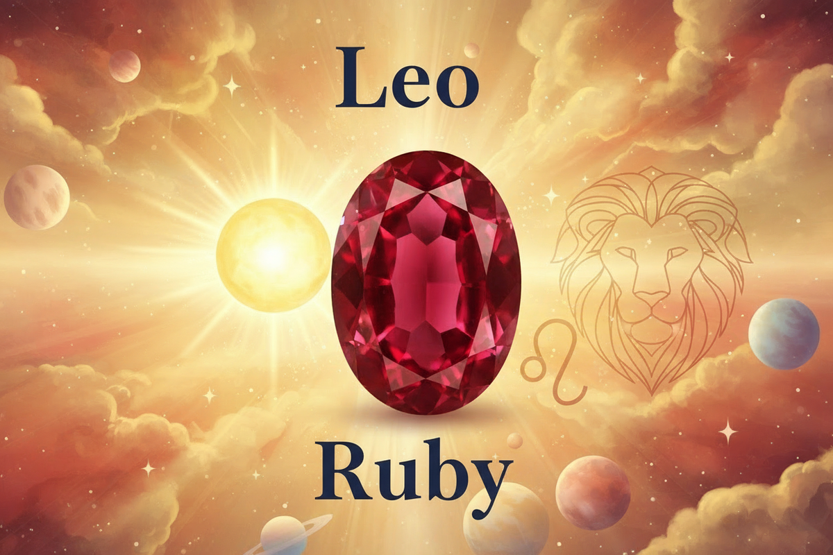 Leo Ruby Banner with Top and Bottom Text