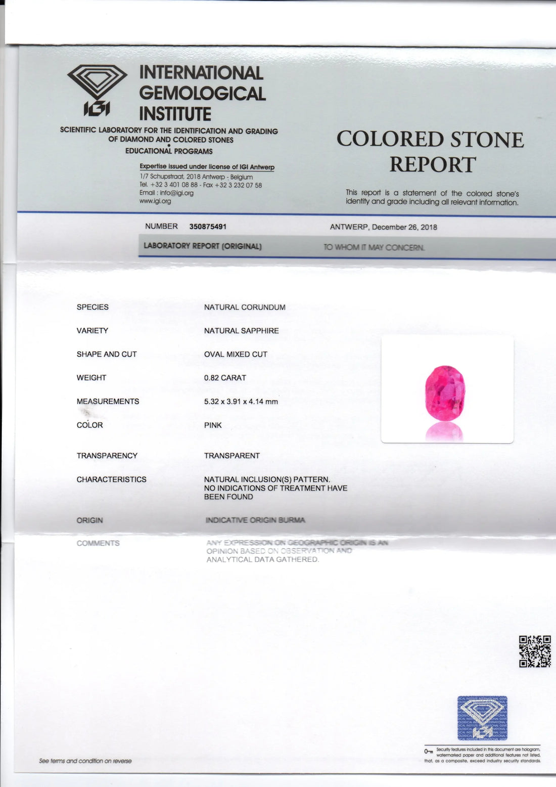 0.82 Ct IGI Certified Unheated Untreated Natural Old Burma Ruby AAA - Venus Gems
