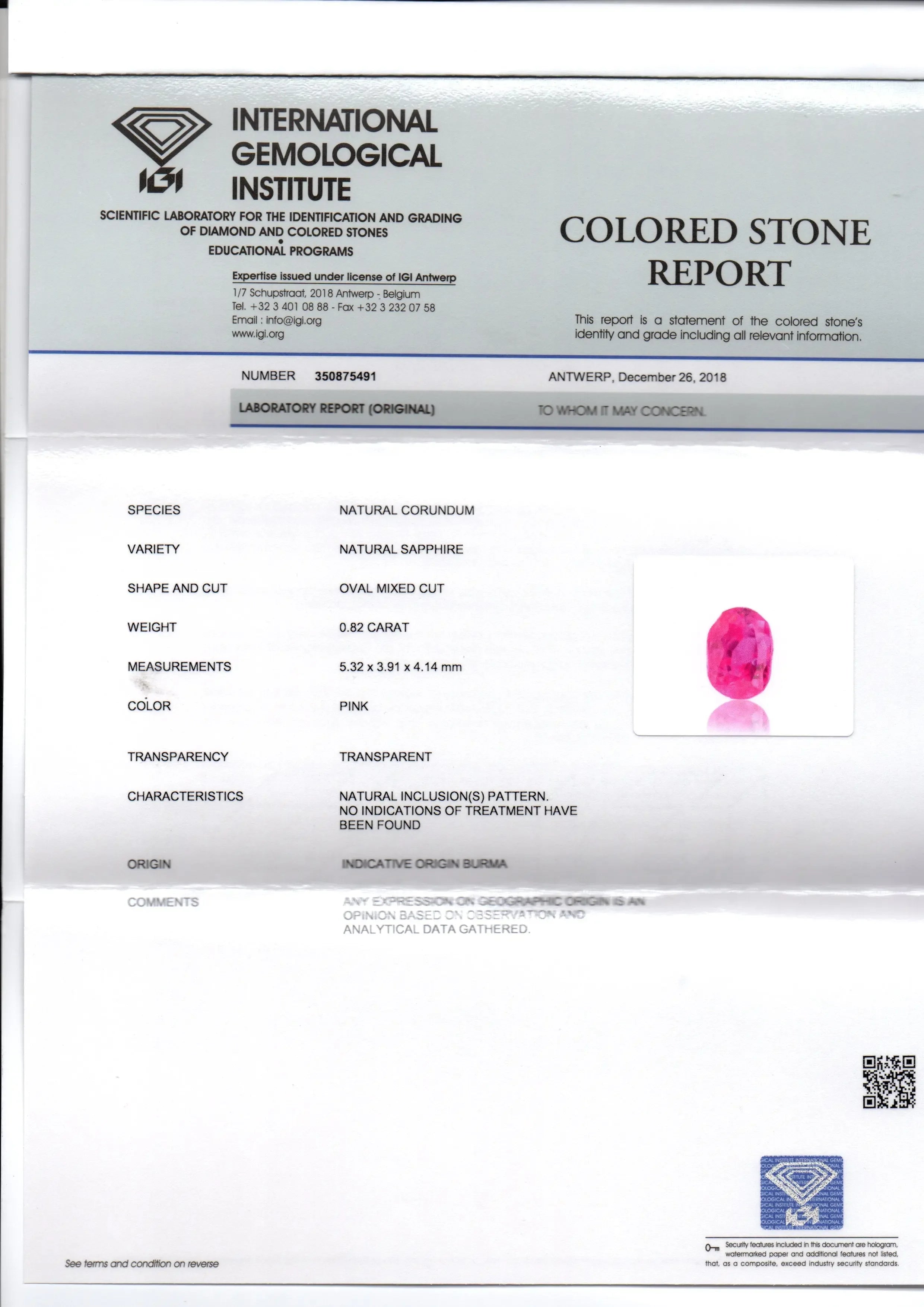 0.82 Ct IGI Certified Unheated Untreated Natural Old Burma Ruby AAA - Venus Gems