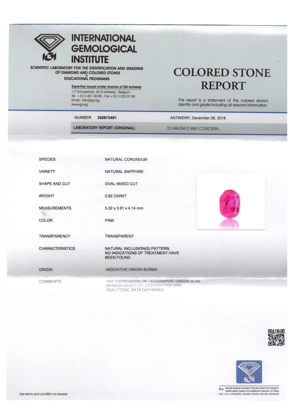 0.82 Ct IGI Certified Unheated Untreated Natural Old Burma Ruby AAA - Venus Gems