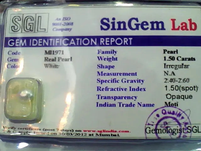 1.50 Ct Natural Venunjula Real Pearl(No Culture) Certified Moti