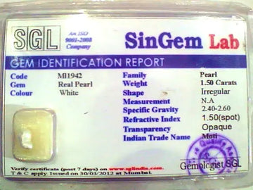 1.50 Ct Certified Natural Venunjula Real Pearl/Real Moti