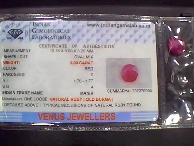 2.03 Ct Natural Old Burma Mines Ruby Gemstone Manik Stone