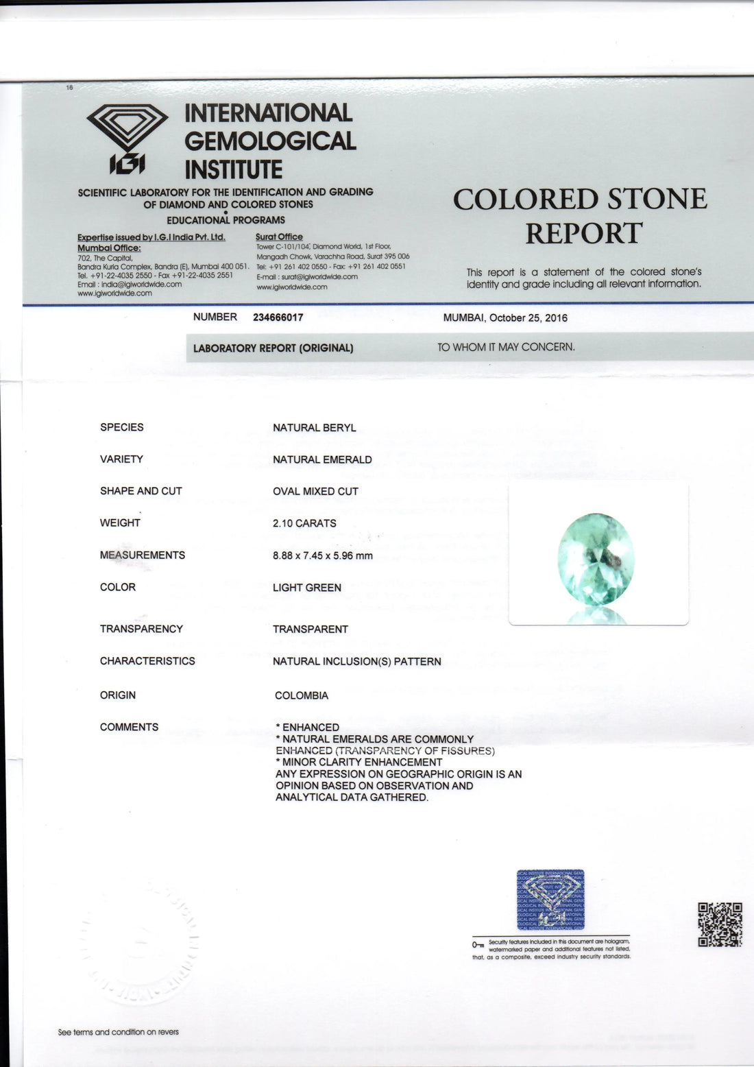 2.10 Ct Unheated Natural Colombian Emerald Gemstone **RARE**