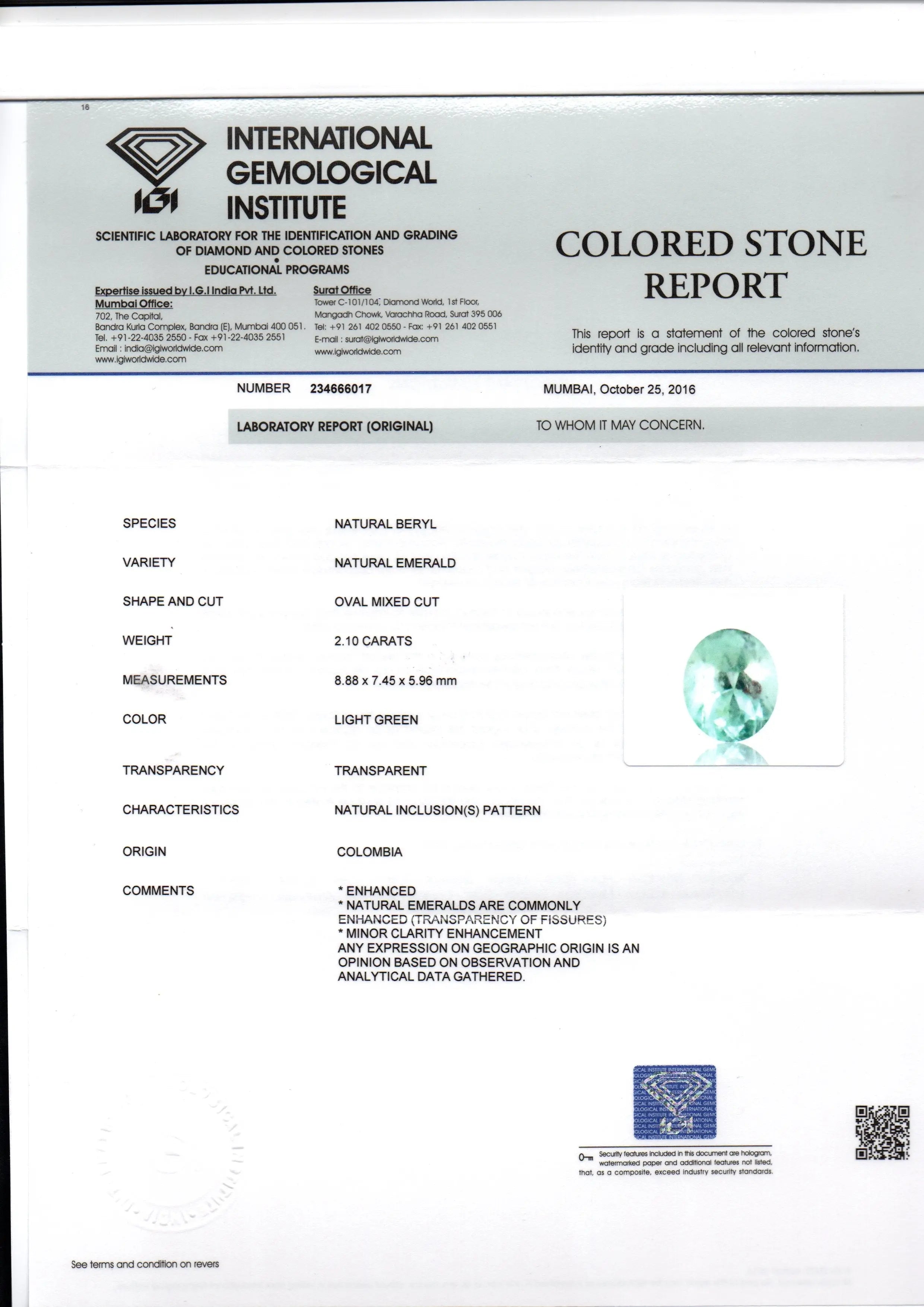 2.10 Ct Unheated Natural Colombian Emerald Gemstone **RARE**
