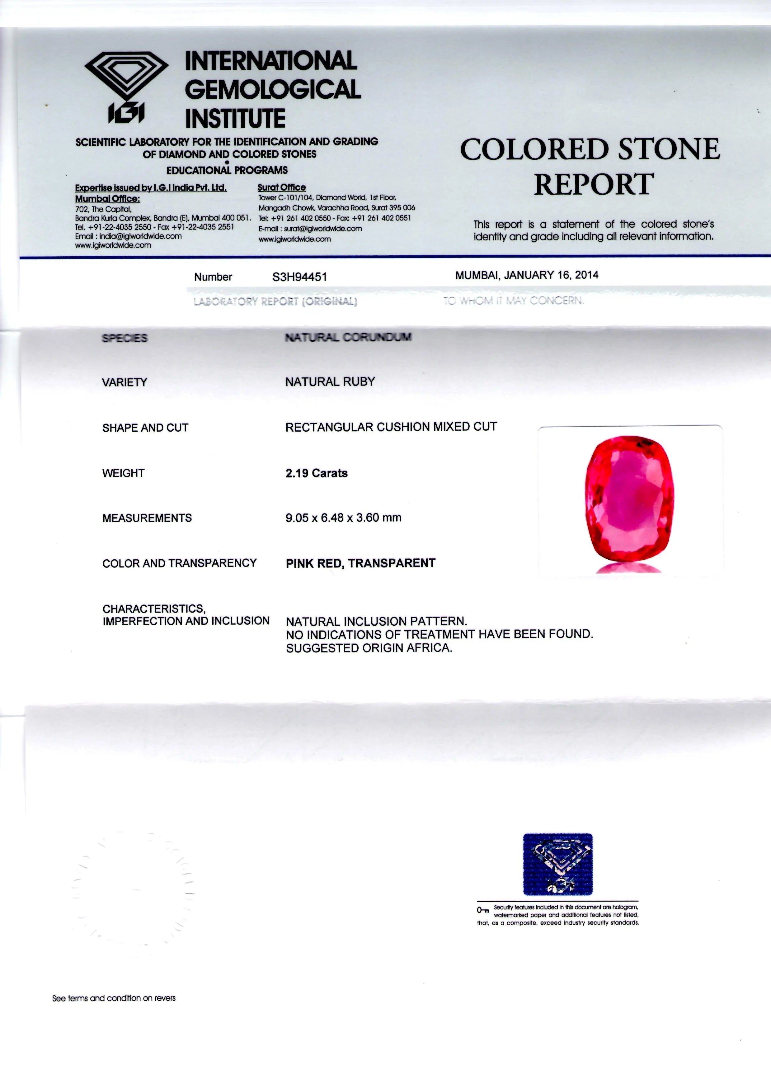 2.19 Ct Unheated Untreated Natural Madagaskar Pinkish Ruby **RARE**