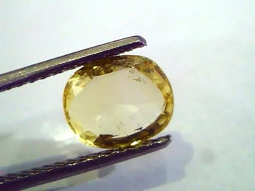 2.18 Ct Unheated Untreated Natural Ceylon Yellow Sapphire Gemstone
