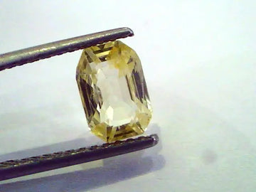 2.49 Ct Unheated Untreated Emerald cut Natural Ceylon Yellow Sapphire