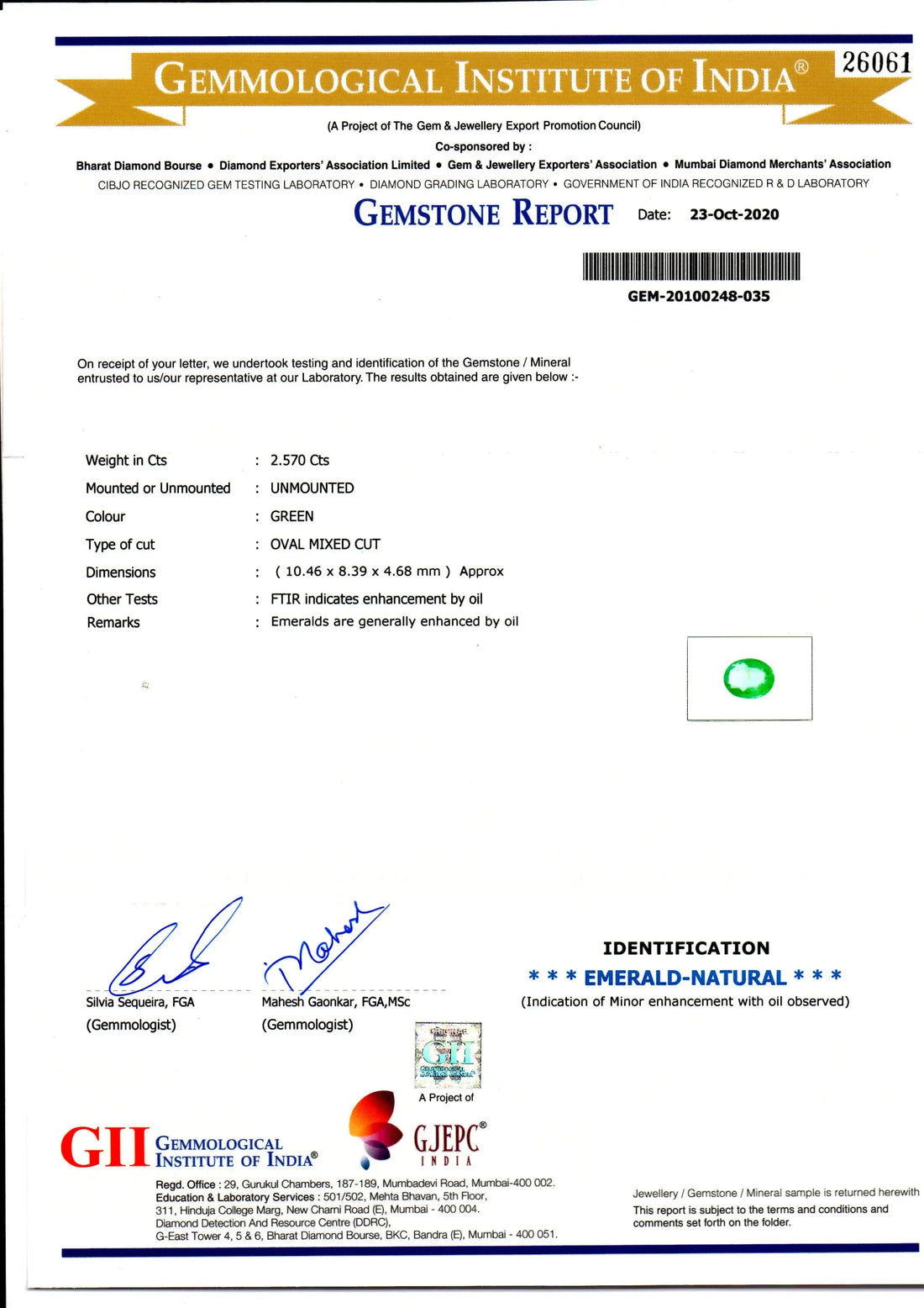 2.57 Ct GII Certified Untreated Natural Zambian Emerald Gems AAAA - Venus Gems