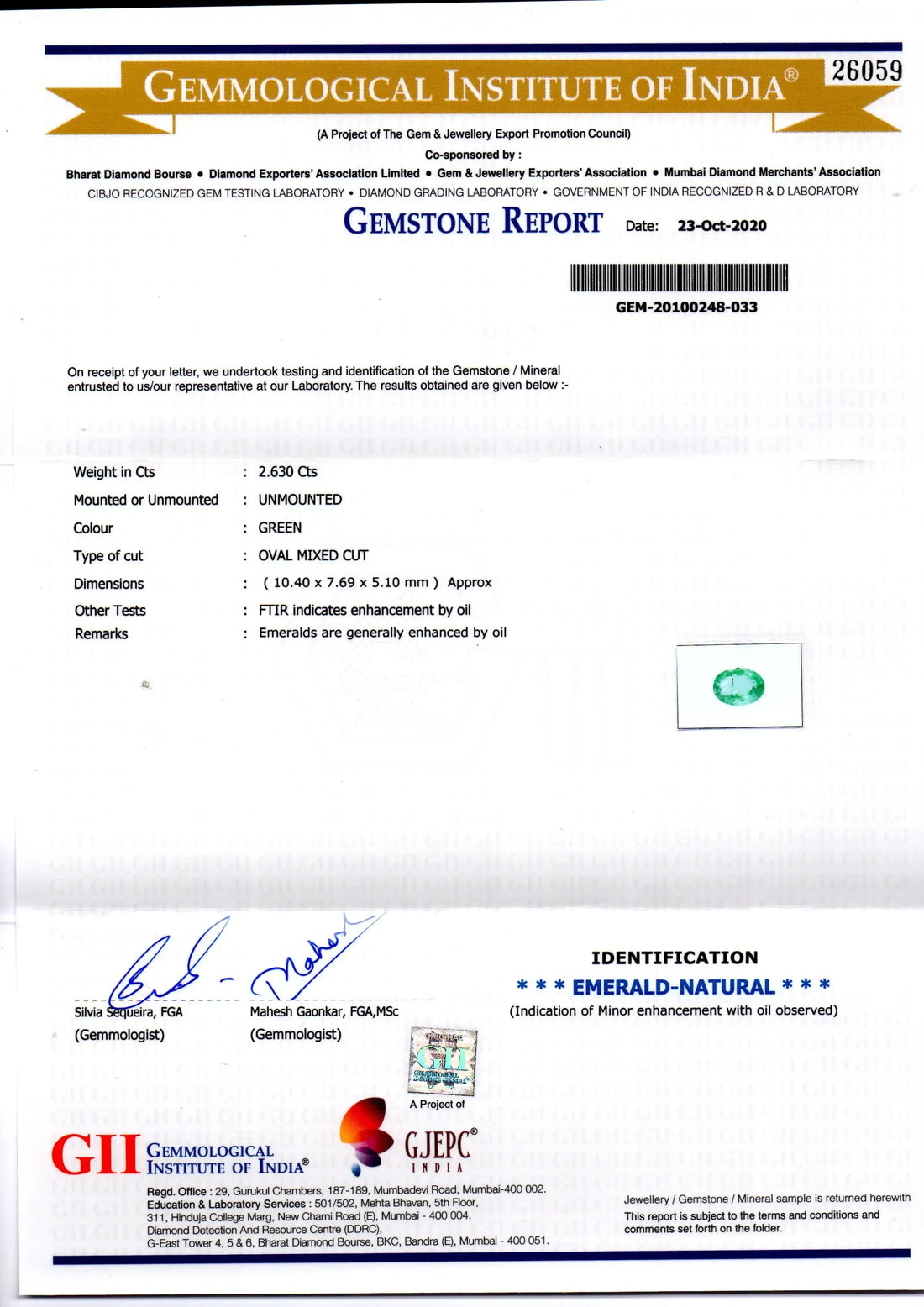 2.63 Ct GII Certified Untreated Natural Zambian Emerald Gems AAAAA - Venus Gems