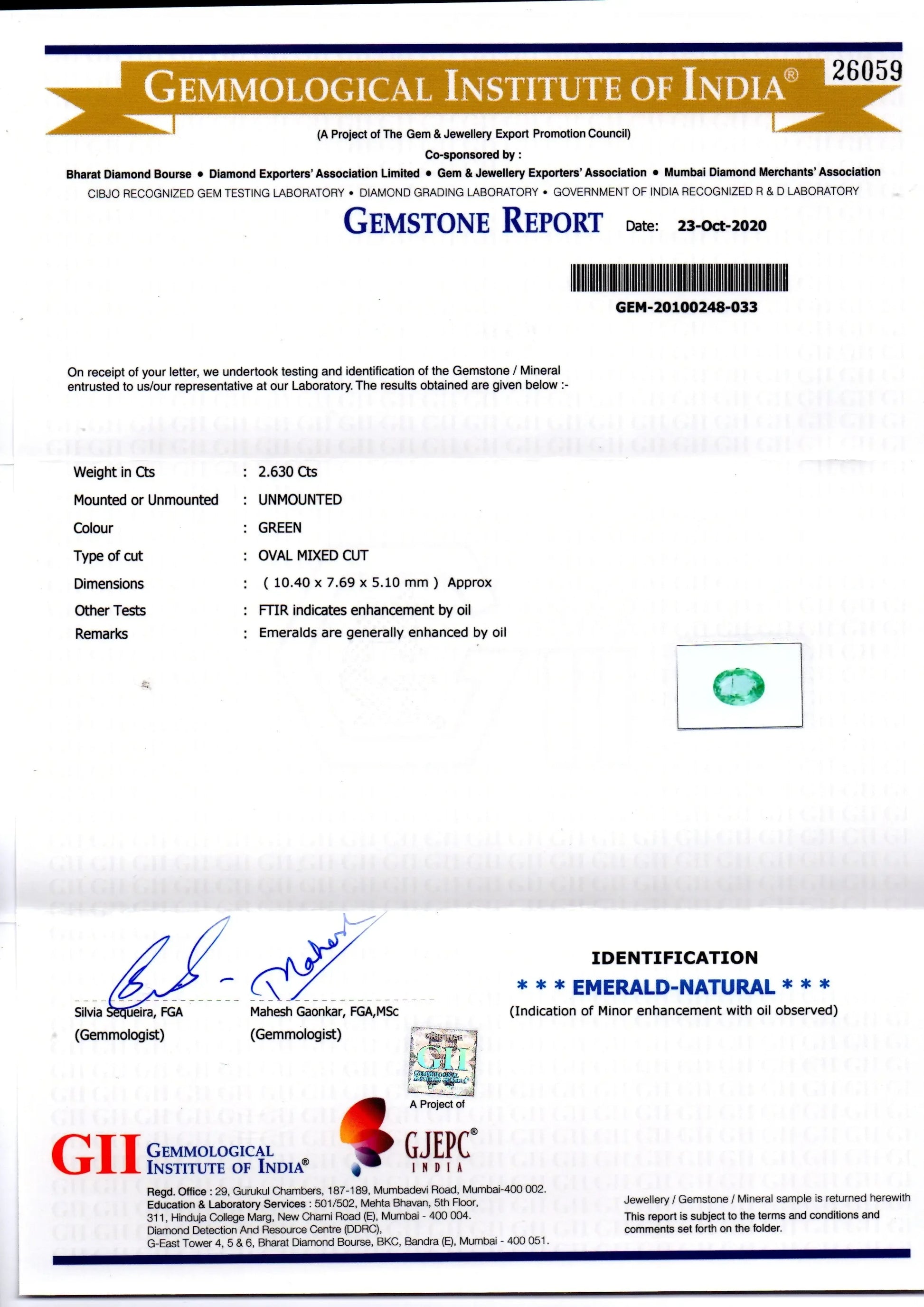 2.63 Ct GII Certified Untreated Natural Zambian Emerald Gems AAAAA - Venus Gems