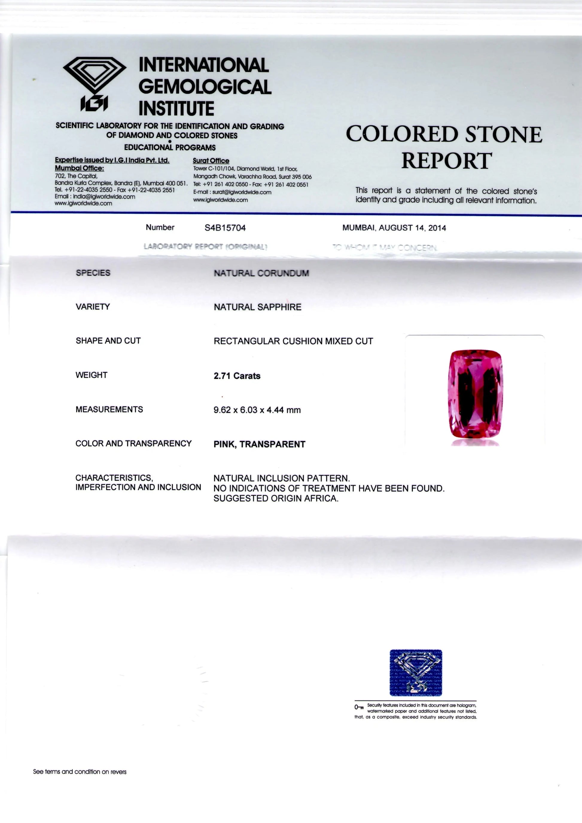 2.71 Ct Certified Unheated Untreated Natural Madagaskar Ruby
