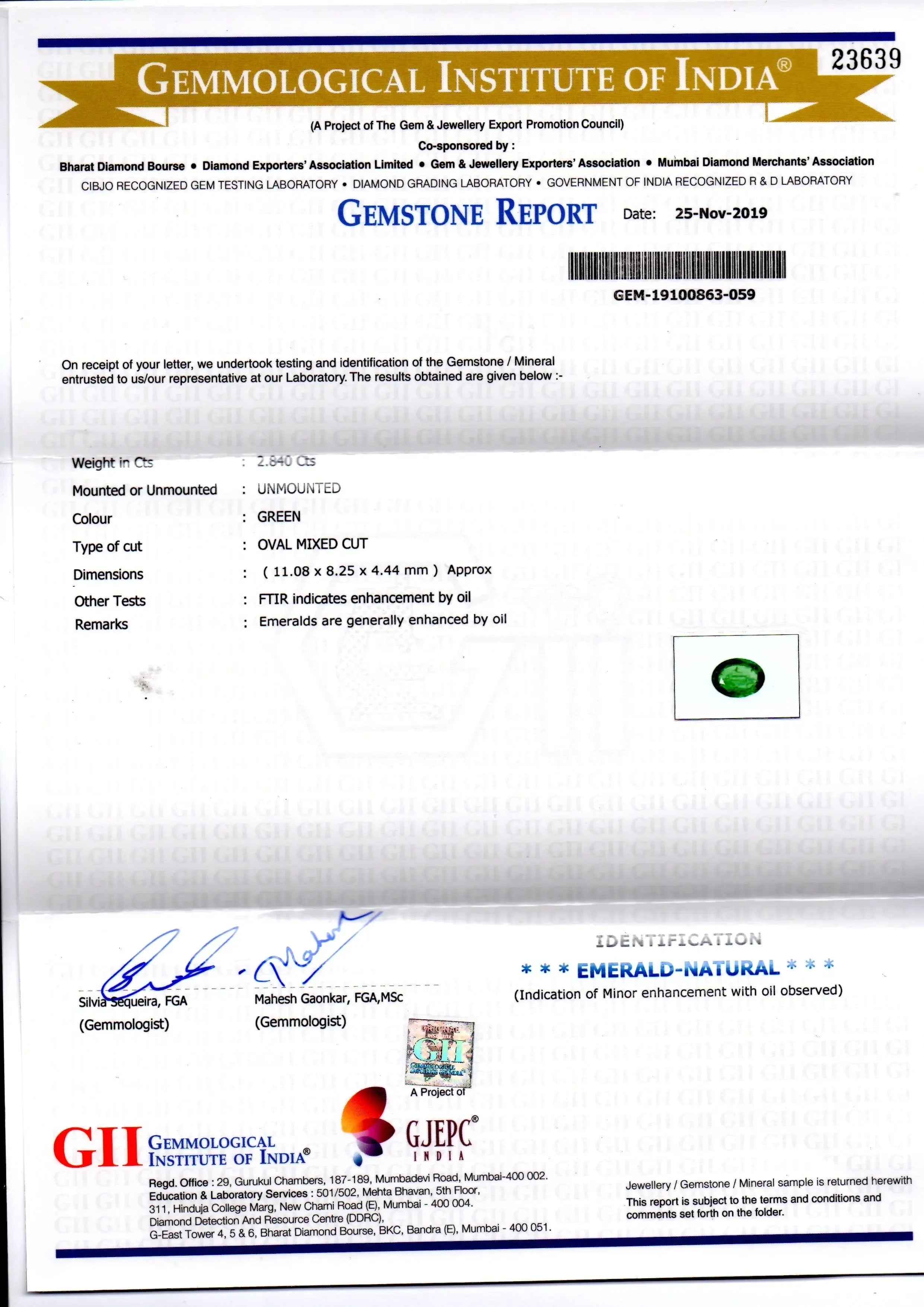 2.84 Ct GII Certified Untreated Natural Zambian Emerald Gems AAAAA - Venus Gems