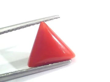 2.93 Ct 4.8 Ratti Natural Italian Triangle Red Coral Moonga Gemstone
