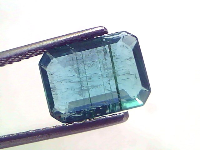 2.92 Carat Certified Natural Zambian Emerald, untreated, octagonal cut, showcasing deep green hues and clarity.