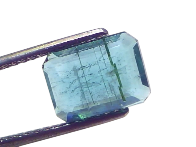 2.92 Carat Certified Natural Zambian Emerald, untreated, octagonal cut, showcasing deep green hues and clarity.