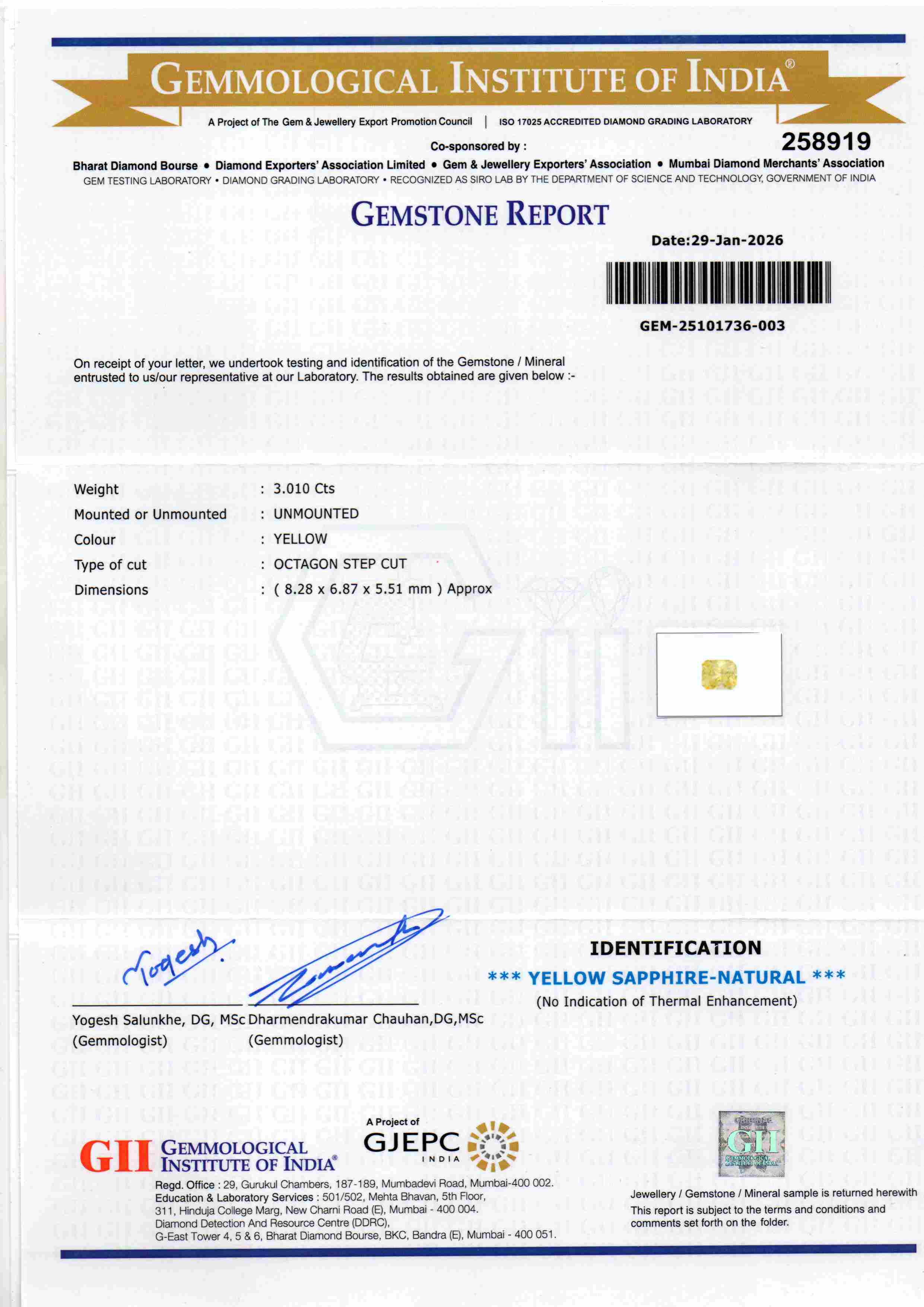 3.01 Carat 3.34 Ratti GII Certified Ceylon Yellow Sapphire Pukhraj AAAA