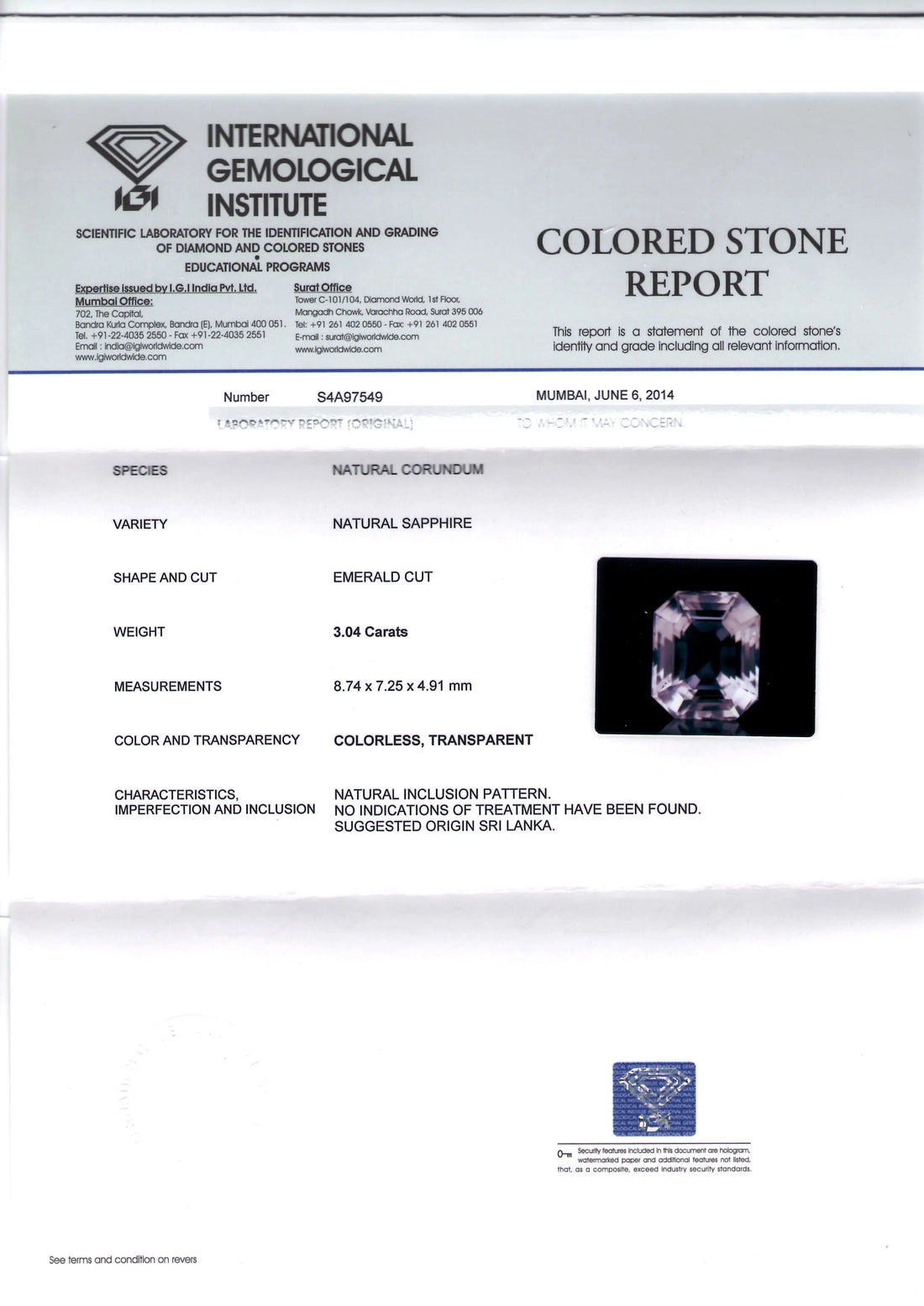 3.04 Ct Unheated Untreated Natural White Sapphire Gemstone AAA