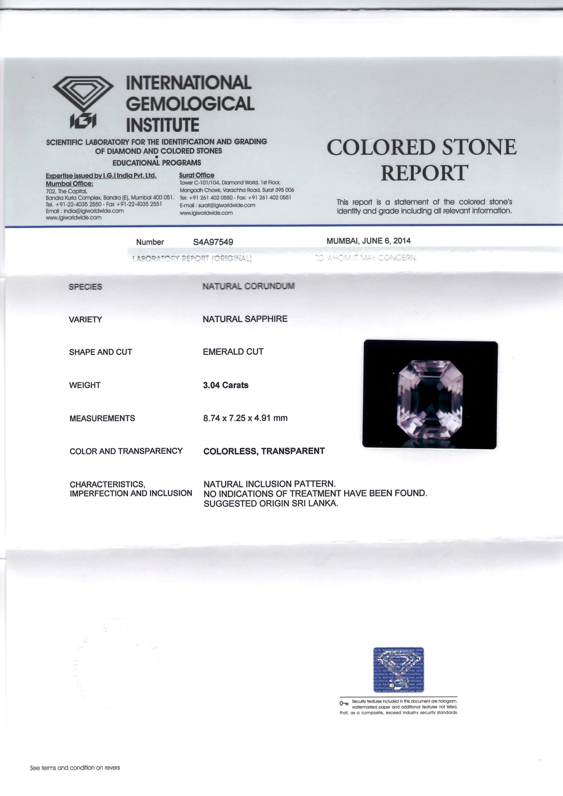 3.04 Ct Unheated Untreated Natural White Sapphire Gemstone AAA