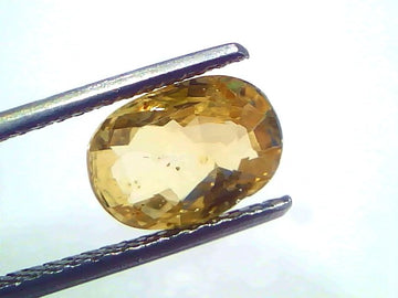 3.13 Carat 3.44 Ratti IGI Certified Yellow Sapphire Pukhraj Unheated Stone