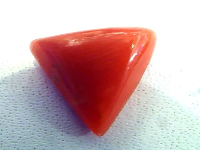 3.19 Carat Natural Italian Triangle Red Coral Moonga Gemstone