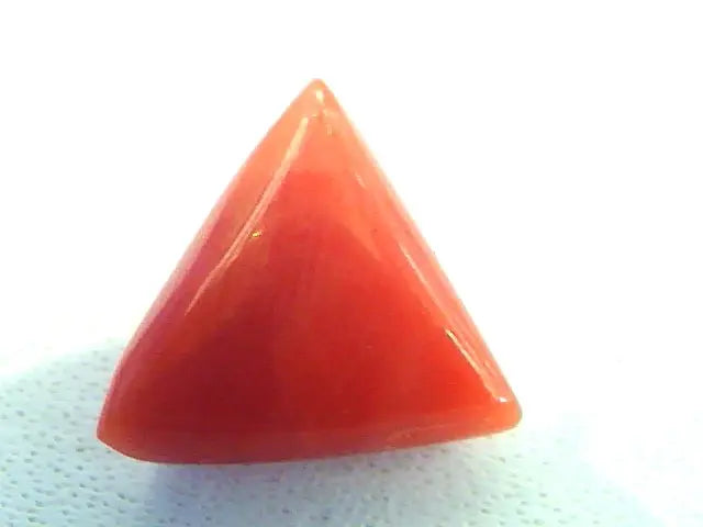 3.21 Carat Natural Italian Triangle Red Coral Moonga Gemstone