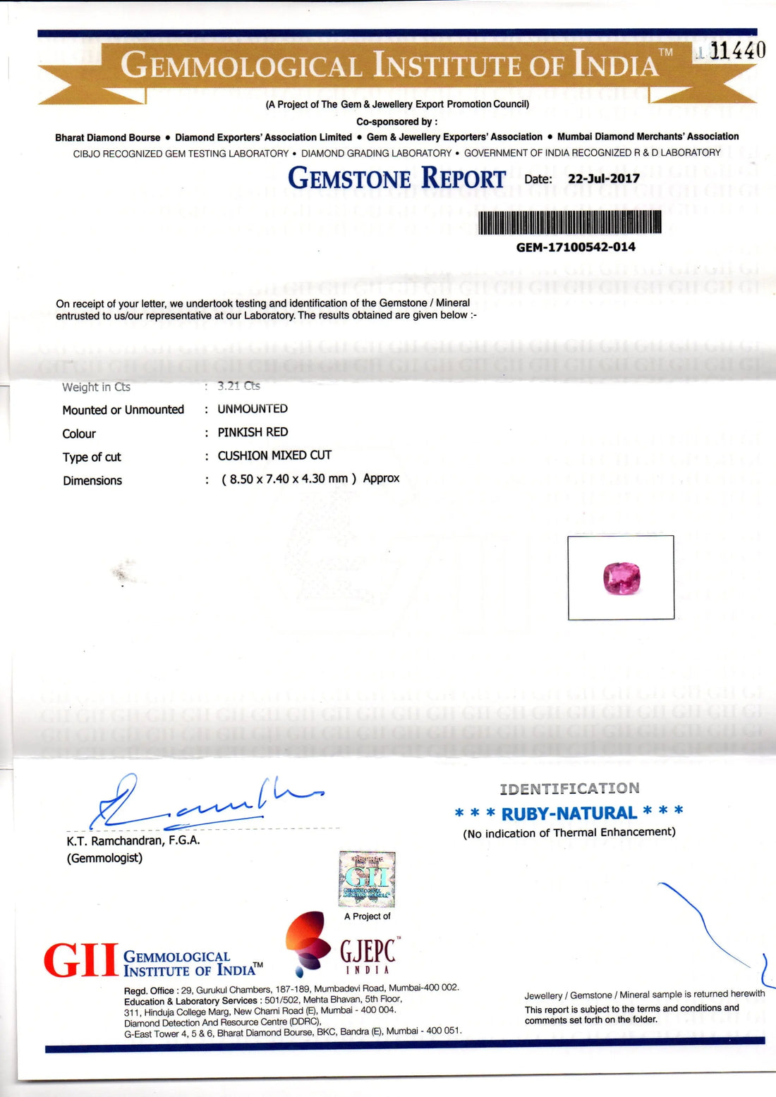 3.21 Ct GII Certified Unheated Untreated Natural Madagaskar Ruby AAAA