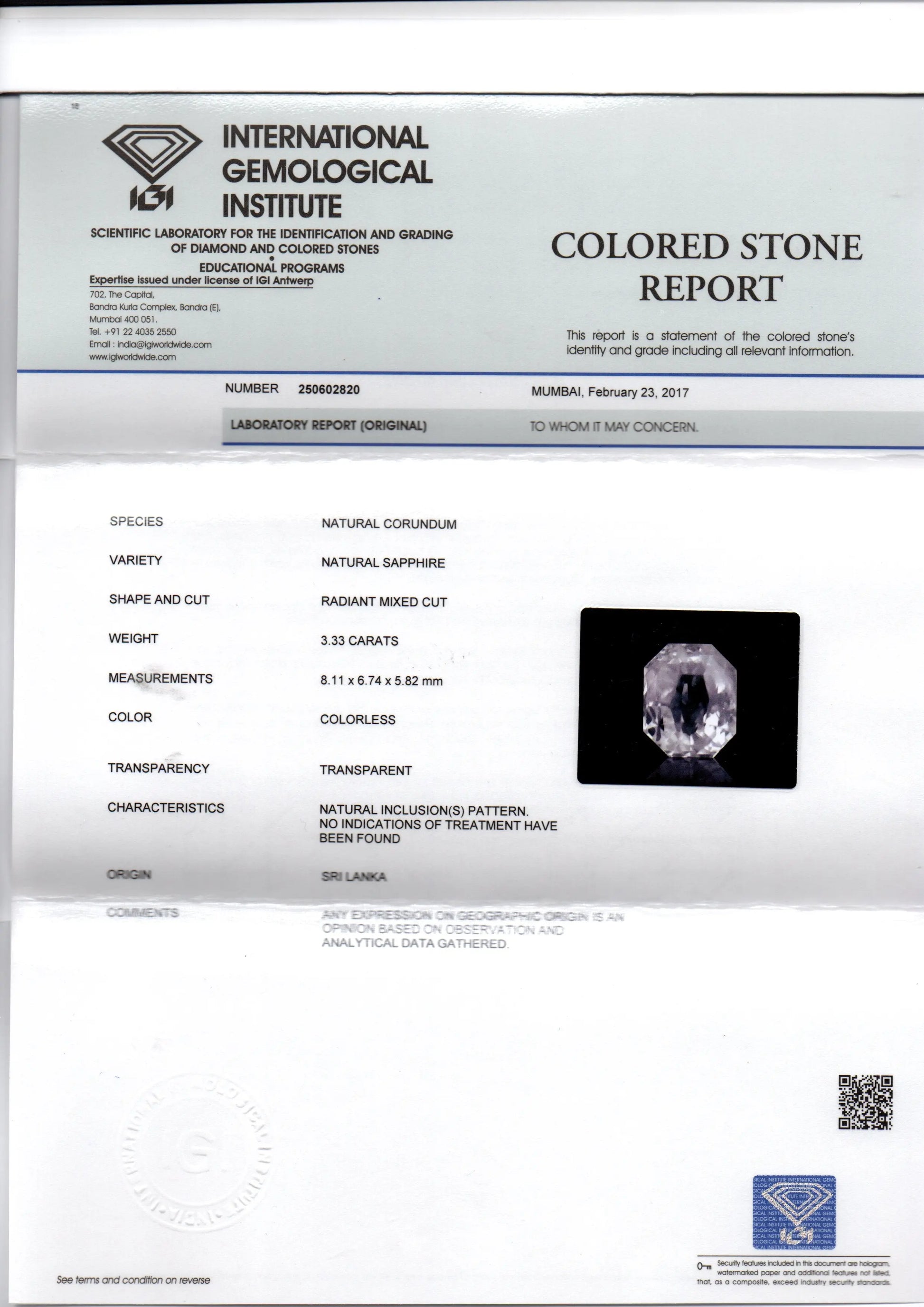 3.33 Ct Unheated Untreated Natural White Sapphire Safed Pukhraj AAA