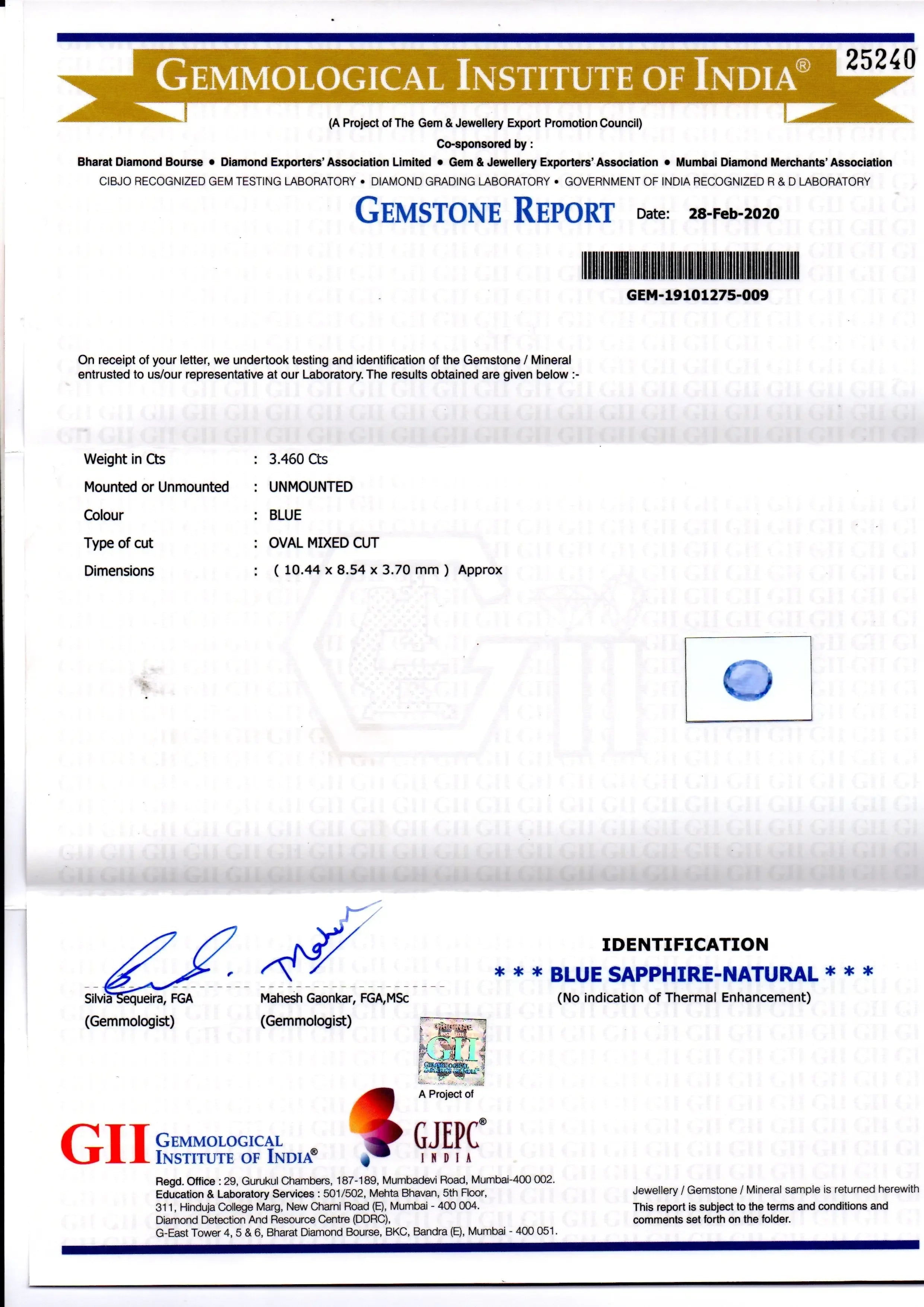 3.46 Ct GII Certified Unheated Untreated Natural Ceylon Blue Sapphire - Venus Gems