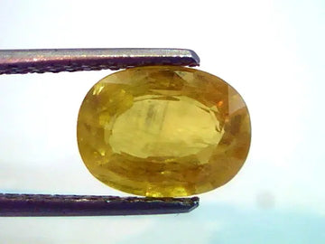3.52 Ct Natural Bangkok Yellow Sapphire,Pukhraj Gemstone heated