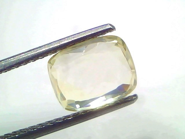 Venus Gems 3.54 ct unheated natural Ceylon yellow sapphire in a cushion mix cut with excellent luster
