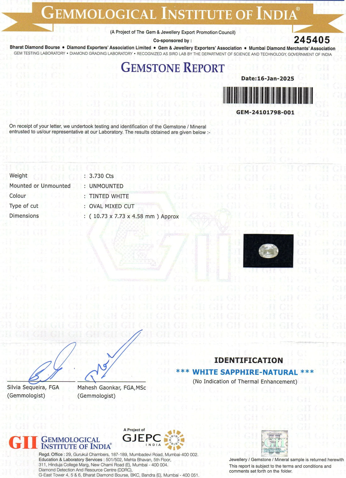 3.73 Ct GII Certified Unheated Untreated Natural Ceylon White Sapphire - Venus Gems