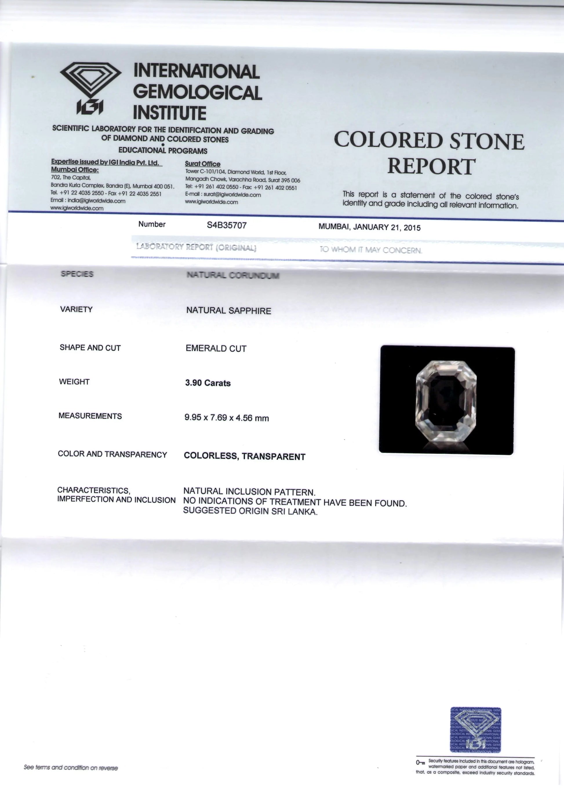 3.90 Ct Unheated Untreated Natural White Sapphire Gemstone