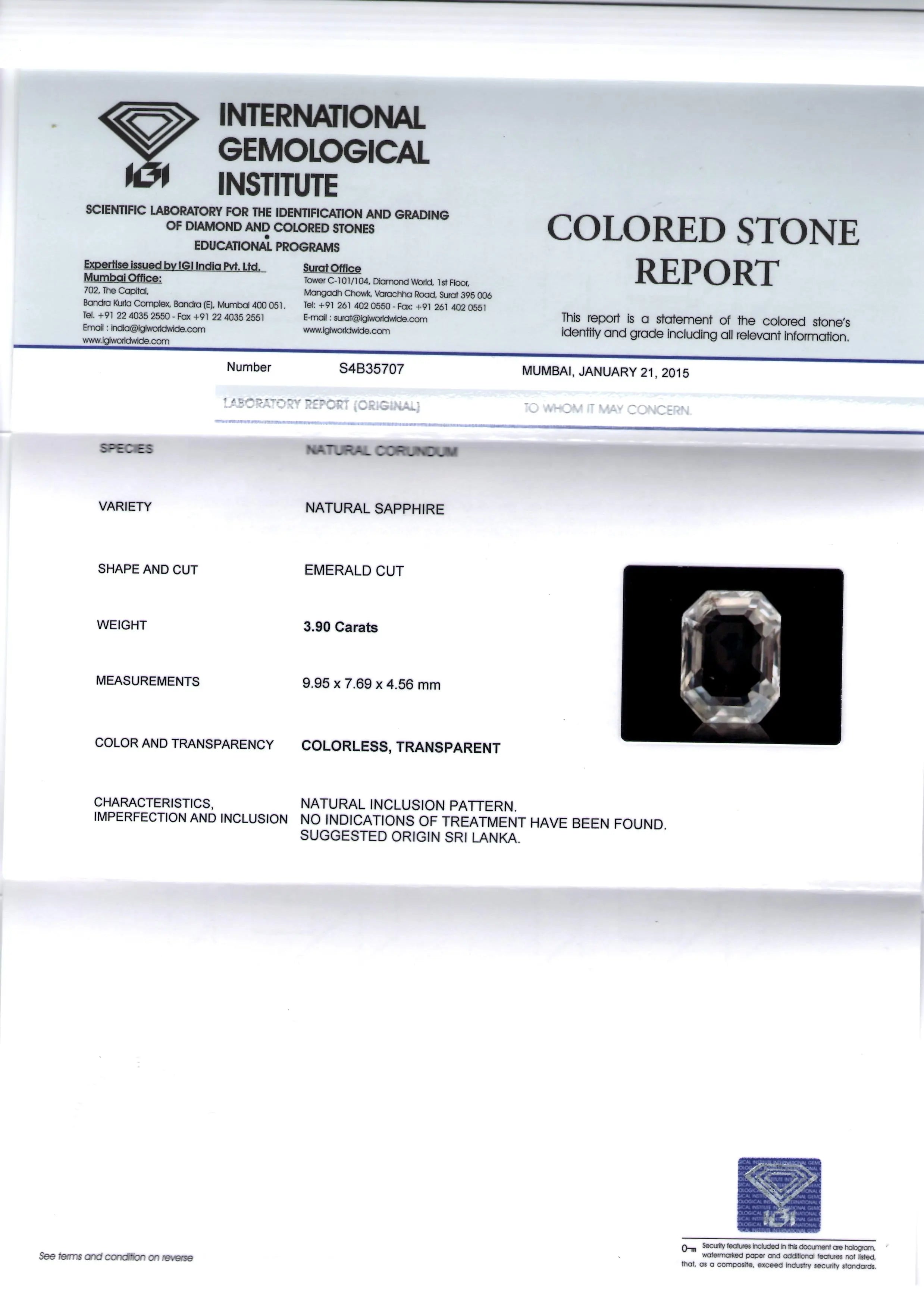 3.90 Ct Unheated Untreated Natural White Sapphire Gemstone