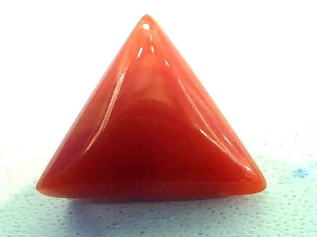 3.94 Carat Natural Italian Triangle Red Coral Moonga Gemstone