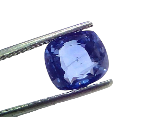 Ceylon Blue Sapphire by Venus Gems, 3.04 carats, IGI certified, displayed in tweezers against a white background.