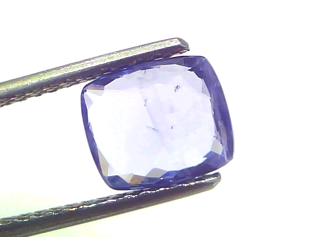 Ceylon Blue Sapphire by Venus Gems, 3.03 carats, unheated, with a cushion cut and visible inclusions.