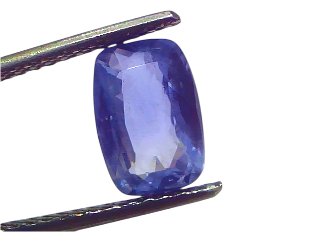 Natural Ceylon Blue Sapphire, 3.00 Ct, 3.3 Ratti, IGI Certified, unheated and untreated, displayed in tweezers.