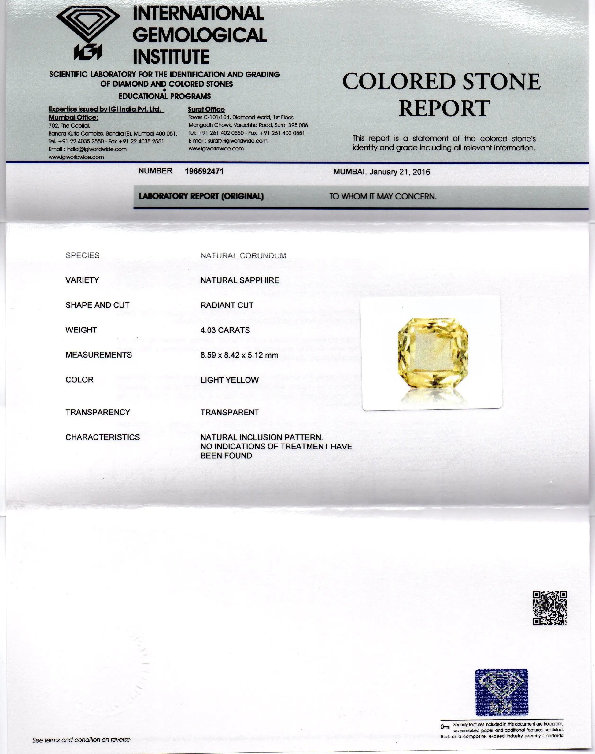 4.03 Ct Unheated Untreated Natural Ceylon Yellow Sapphire Gems