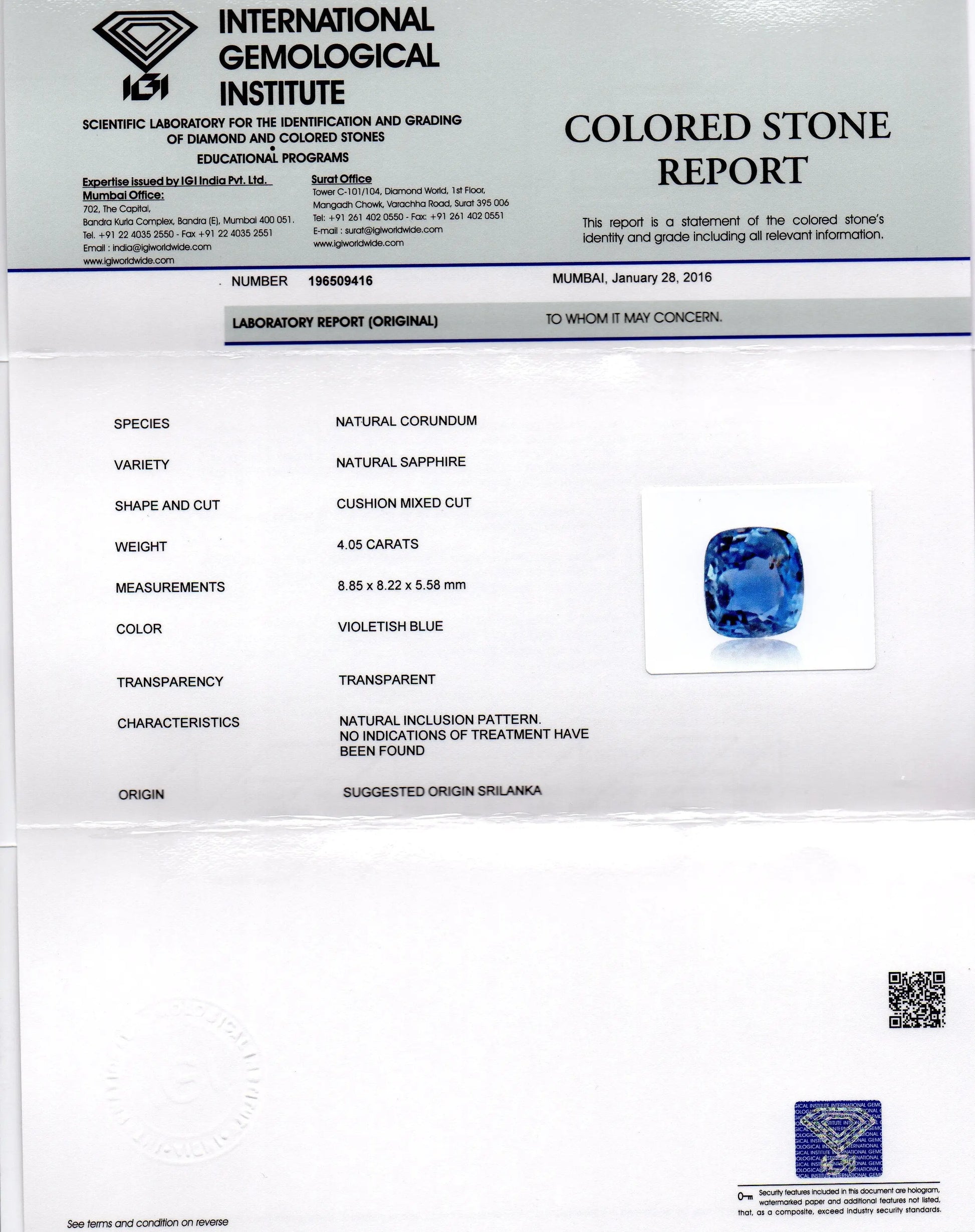 4.05 Ct Unheated Untreated Natural Ceylon Blue Sapphire Neelam