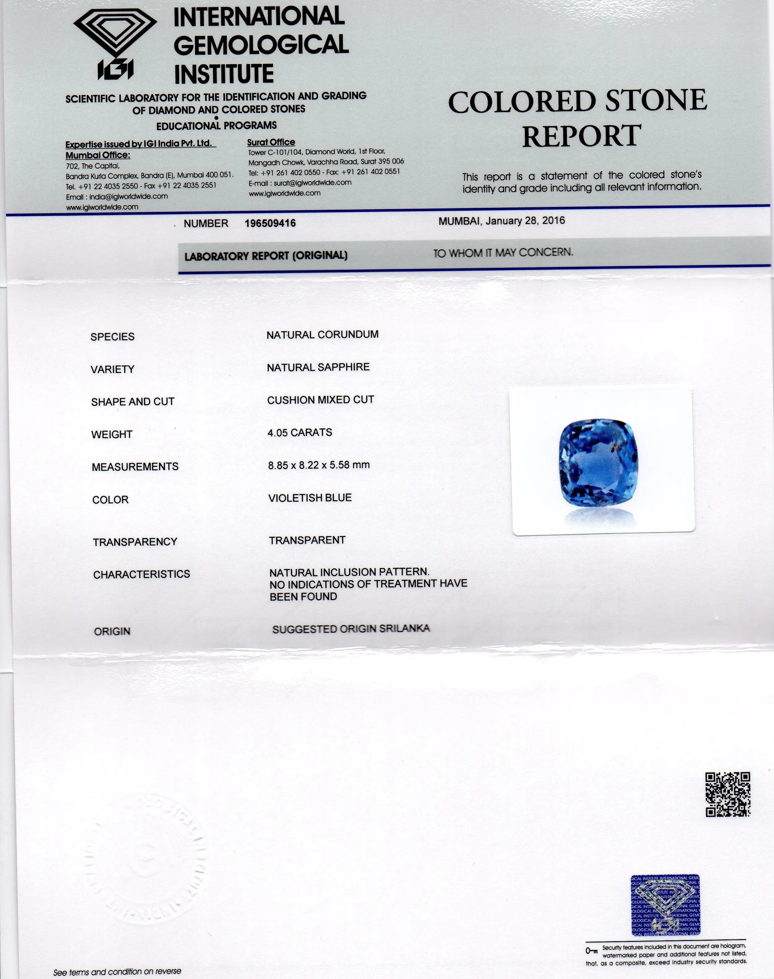 4.05 Ct Unheated Untreated Natural Ceylon Blue Sapphire Neelam
