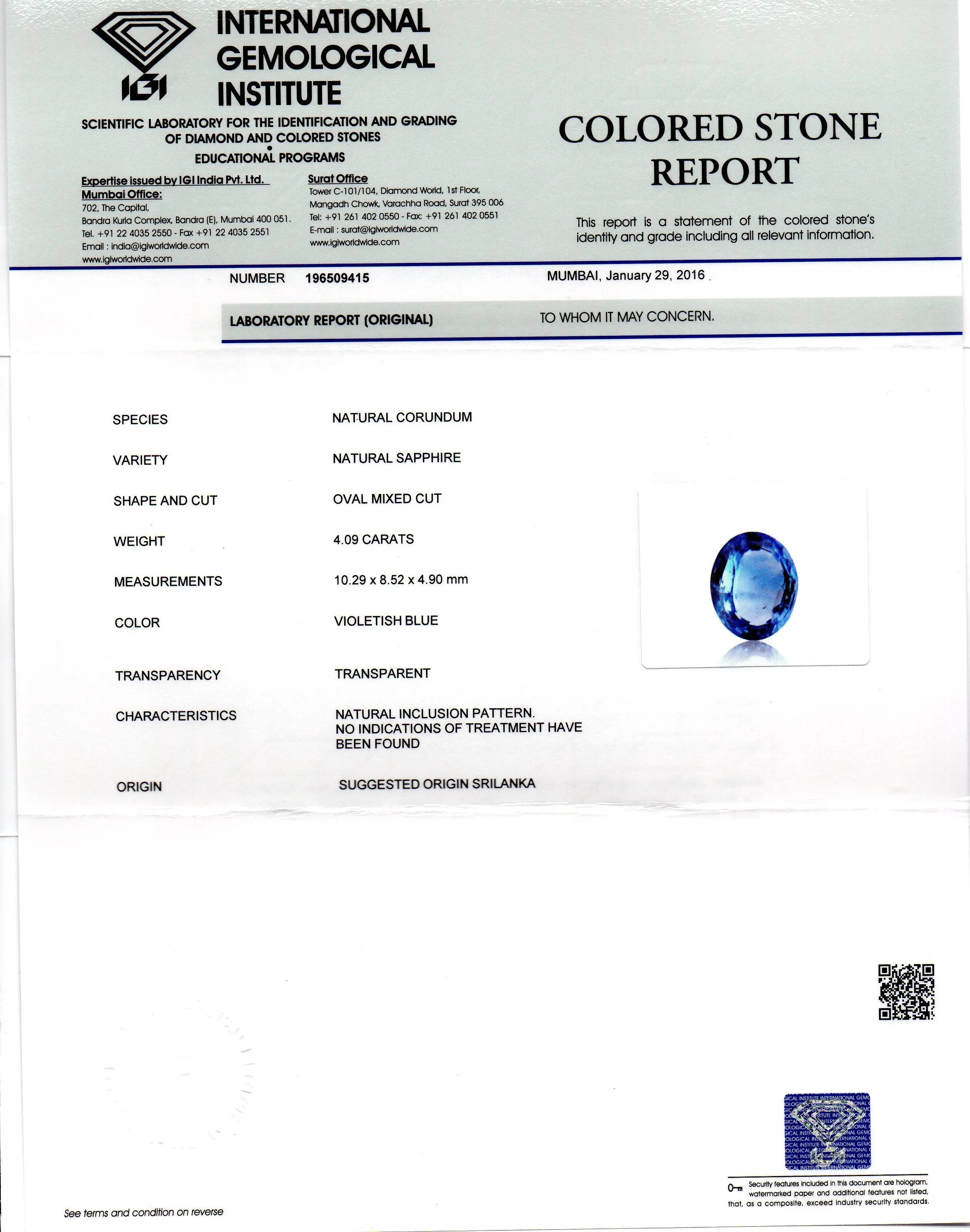 4.09 Ct Unheated Untreated Natural Ceylon Blue Sapphire Neelam