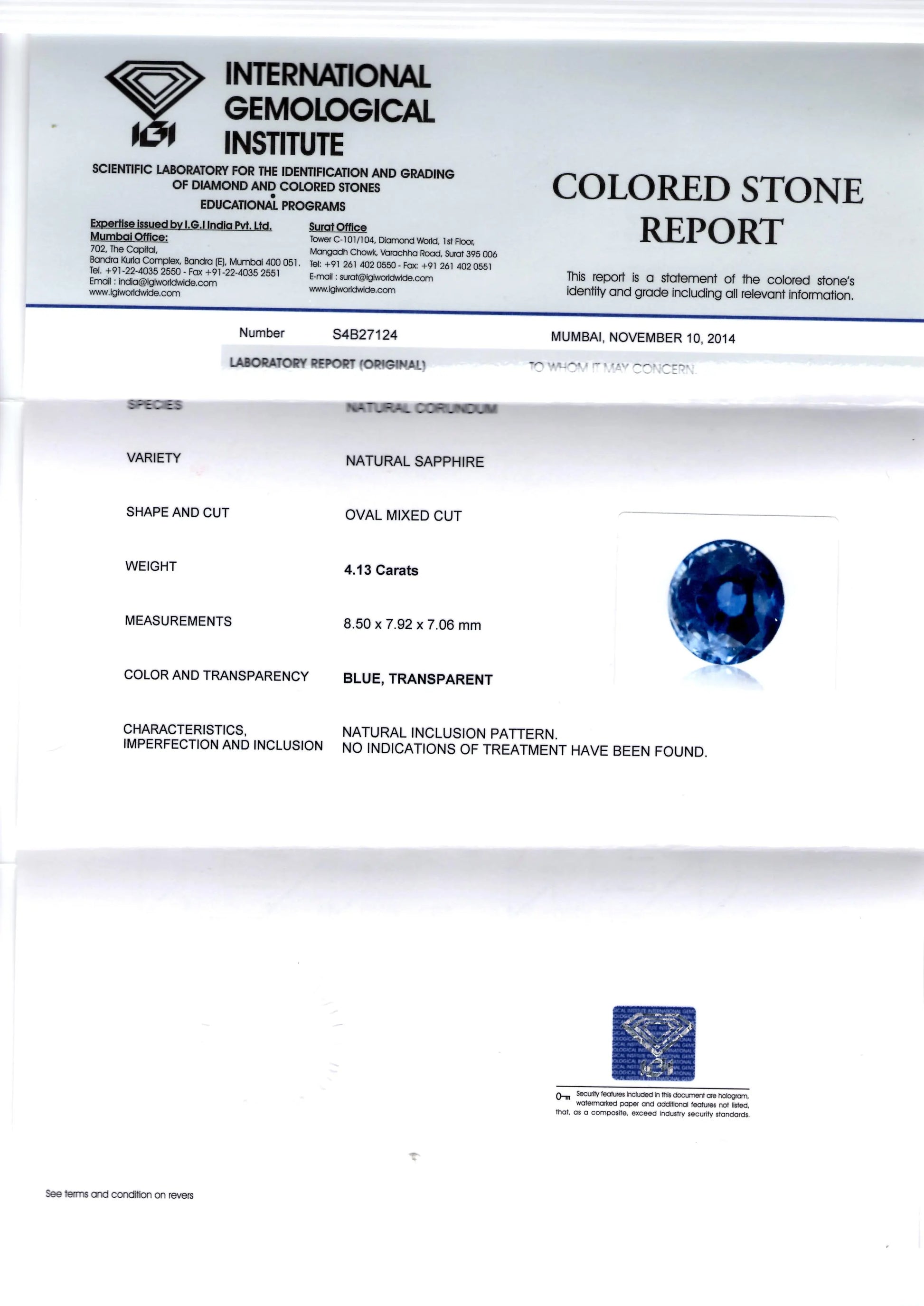 4.13 Ct Unheated Untreated Natural Ceylon Blue Sapphire Neelam