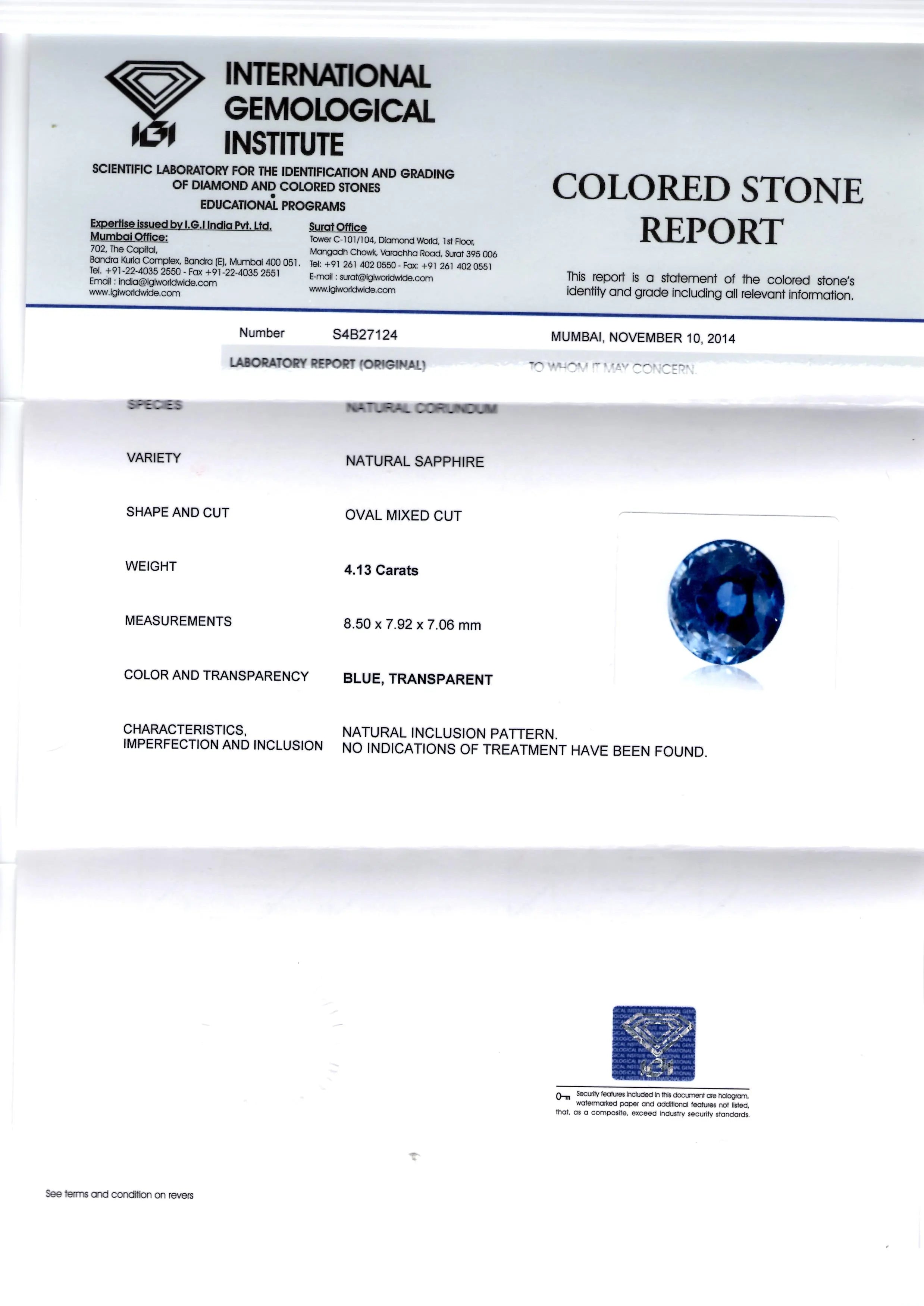 4.13 Ct Unheated Untreated Natural Ceylon Blue Sapphire Neelam