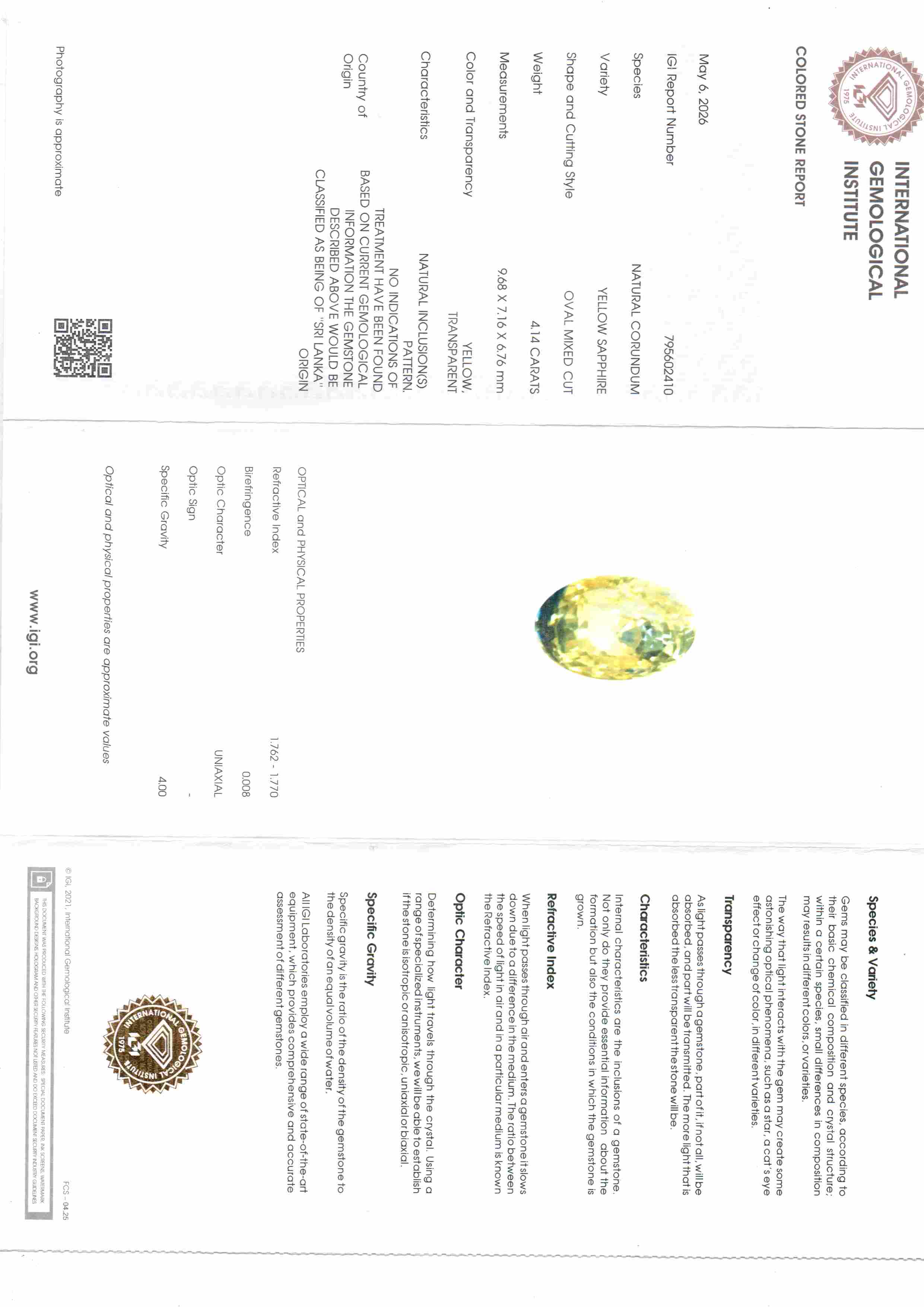 4.14 Carat 4.54 Ratti IGI Certified Yellow Blue Pitambari Sapphire Pukhraj