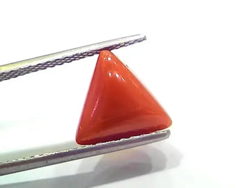 4.10 Ct 4.55 Ratti Natural Italian Triangle Red Coral Moonga Gemstone - Venus Gems