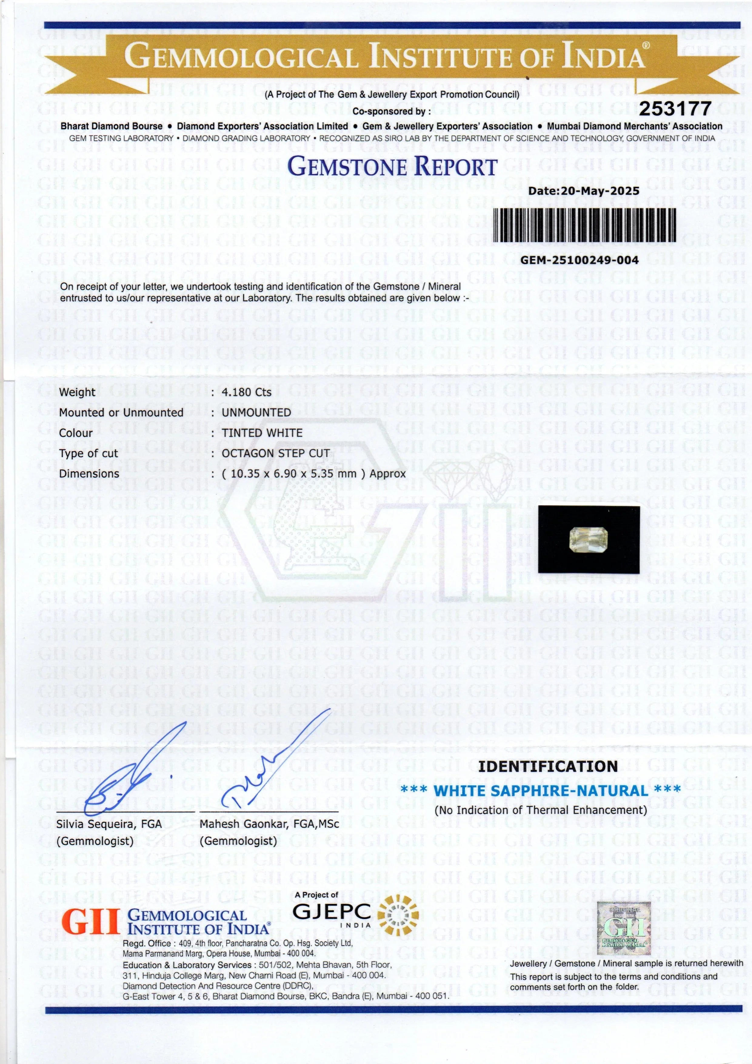 4.18 Ct Gii Certified Unheated Untreated Natural Ceylon White Sapphire - Venus Gems