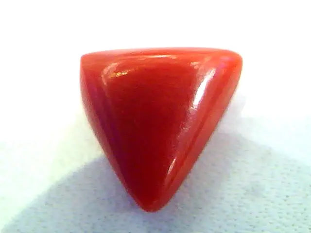 4.21 Carat Natural Italian Triangle Red Coral Moonga Gemstone