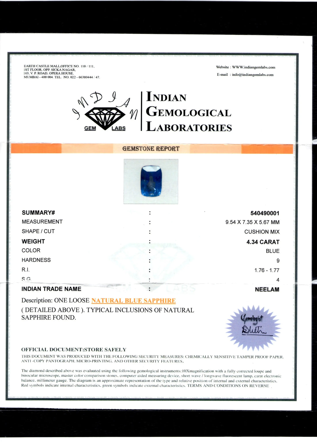 4.34 Ct Unheated Untreated Natural Ceylon Blue sapphire Premium+
