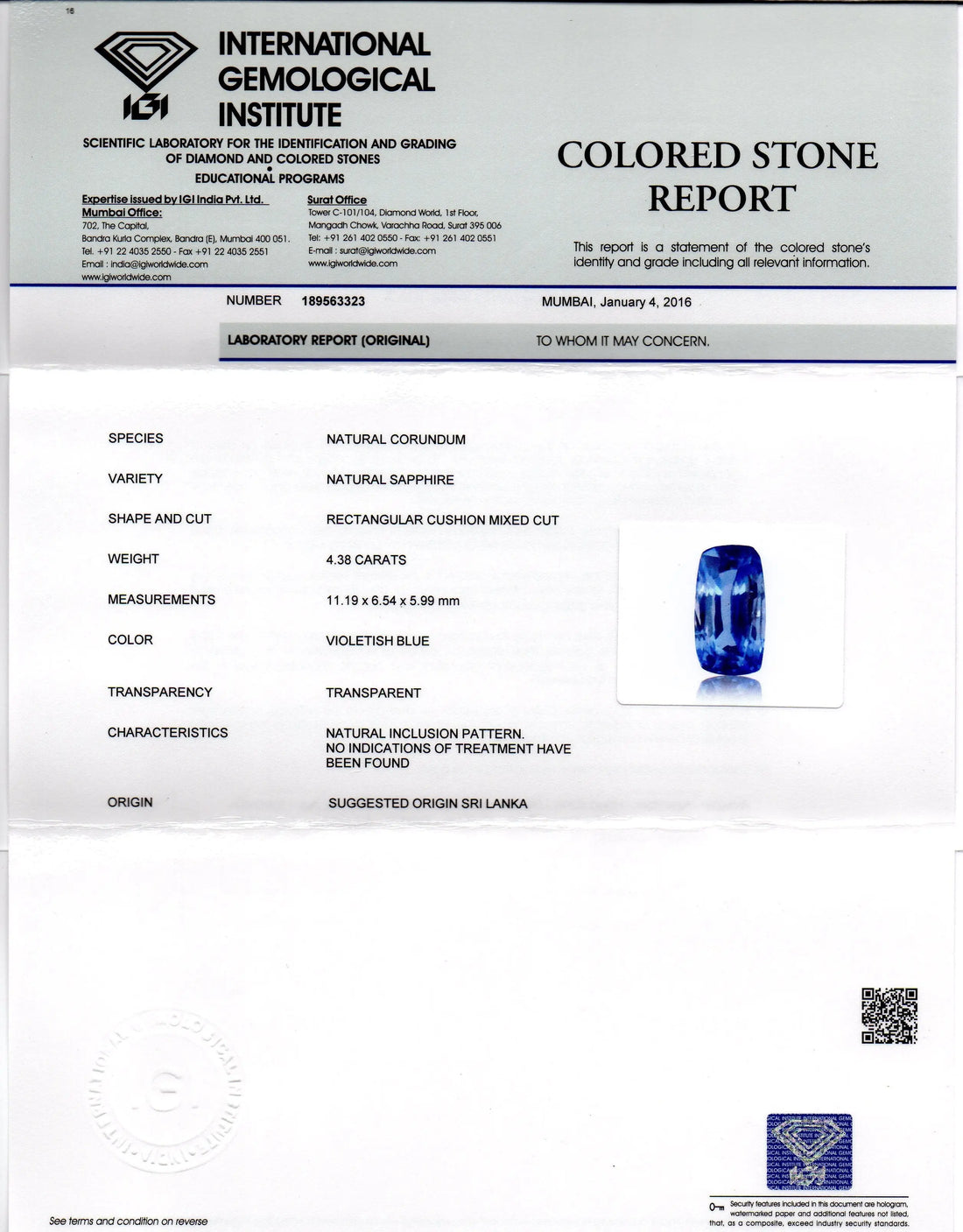 4.38 Ct Unheated Untreated Natural Ceylon Blue Sapphire Neelam